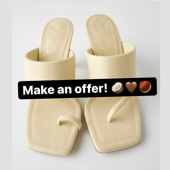 ZARA Heeled Leather Sandals With Padded Strap